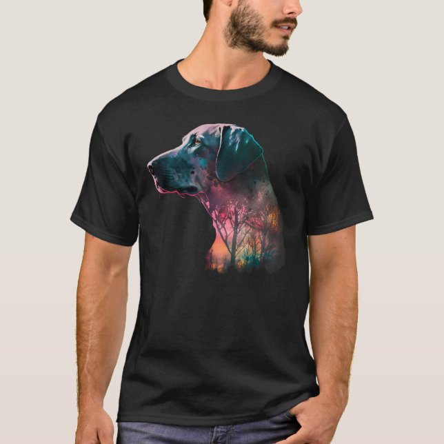 T-shirt Colorful Wilderness Nature Weimaraner Reflection (Devant)