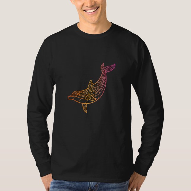 T-shirt Colourful dolphin  beautiful mandala animal Caribb (Devant)