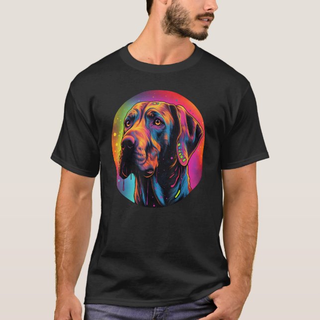 T-shirt Colourful Rhodesian Ridgeback Dog Dad Mom Graffity (Devant)