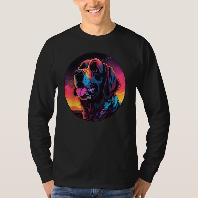 T-shirt Colourful Saint Bernard Dog Dad Mom Graffity (Devant)