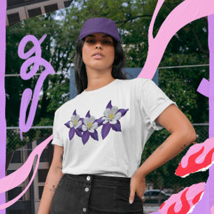 T-shirt Columbine Violet & Fleur Blanche Femmes