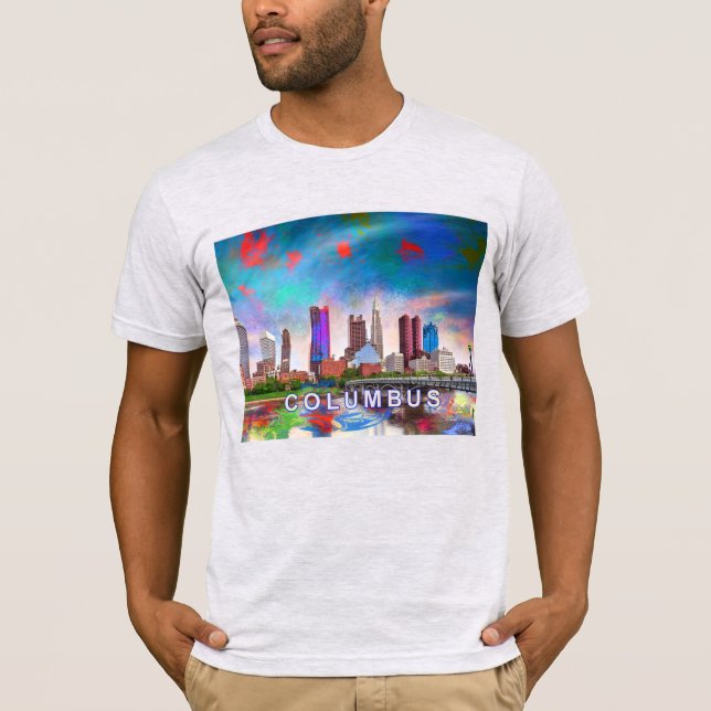 T-shirt Columbus Skyline Graffiti Art (Devant)