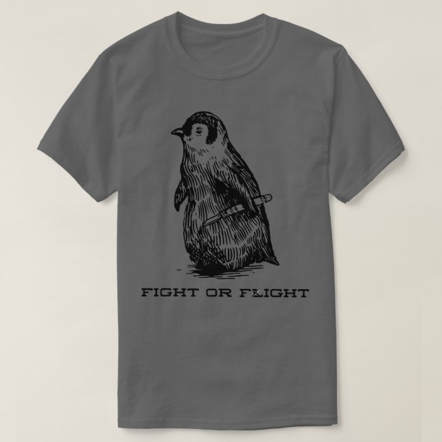 T-shirt Combat ou vol Drôle Pun de Pingouin Combat ou vol (Design devant)