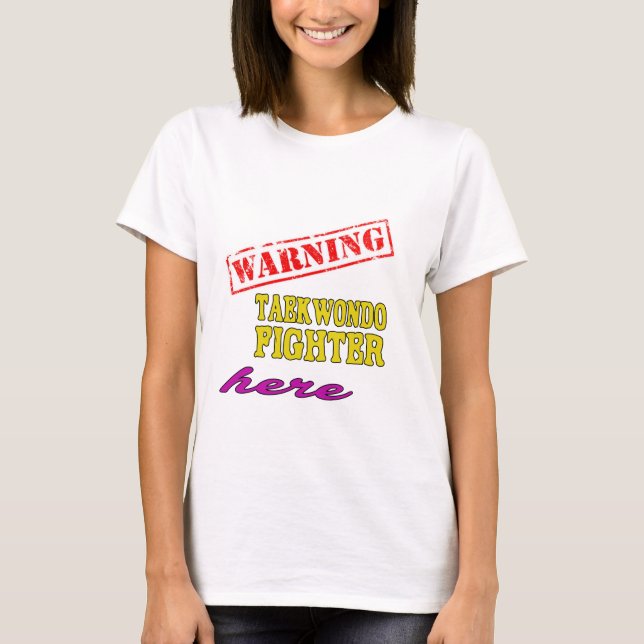 T-shirt Combattant de avertissement du Taekwondo (Devant)