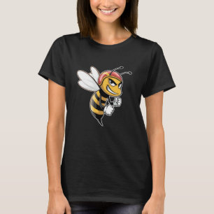 T-shirt Combattant de guêpe de dessin animé dur avec casqu
