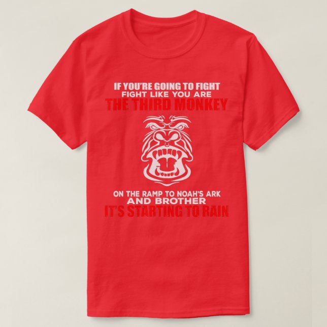 T-shirt Combattre Comme Le Troisième Singe Sur Noahs Ark - (Design devant)
