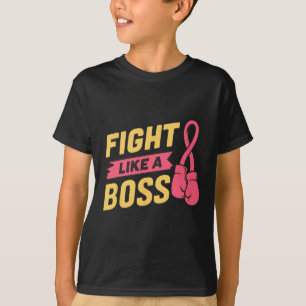 T-shirt Combattre Comme Un Boss Pink Ribbon Boxe Cancer Du