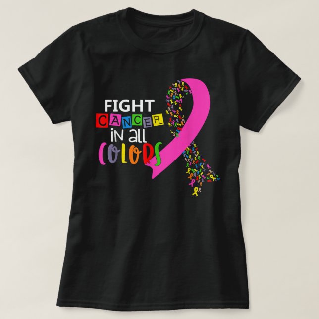 T-shirt Combattre Le Cancer Dans Toutes Les Couleurs Comba (Design devant)