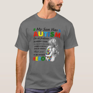 T-shirt Combattre Mon Fils A Autisme Héros Sensibilisation