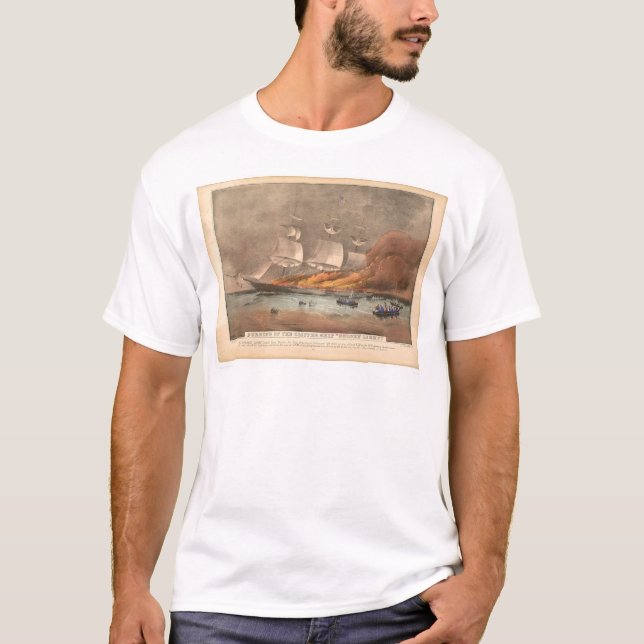 T-shirt Combustion du bateau de tondeuse "lumière d'or" (Devant)