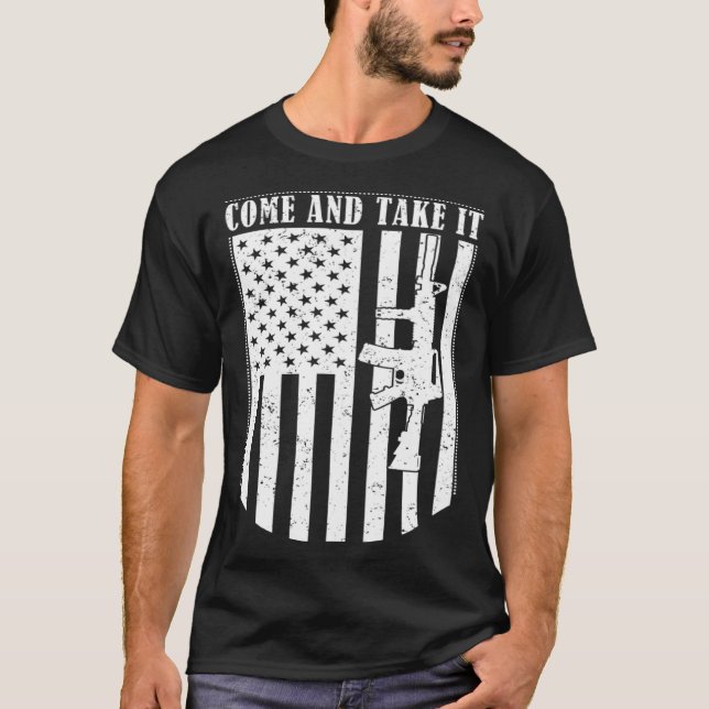 T-shirt Come And Take it US Flag Distressed (Devant)