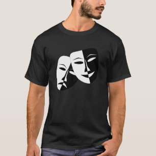 T-shirt Comédie Tragédie Masque de théâtre noir et blanc