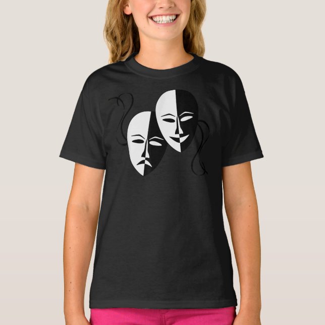 T-shirt Comédie Tragédie Masques Acteur Rétro (Devant)