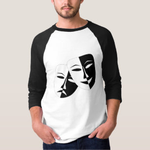 T-shirt Comédie Tragédie Théâtre noir et blanc Masque T-Sh