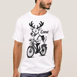 T-shirt Comet The Reindeer Riding a Bike
