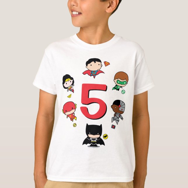 T-shirt Comics DC | Justice League - Anniversaire de Chibi (Devant)