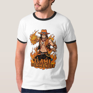 T-shirt Commandant de flamme Pirate Action Art