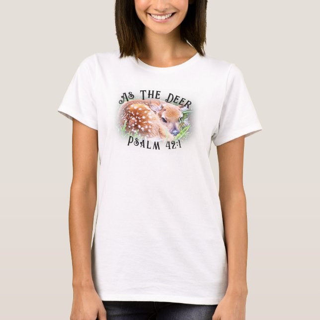 T-shirt Comme La Bible Du Cerf Verse Baby Fawn Deer (Devant)