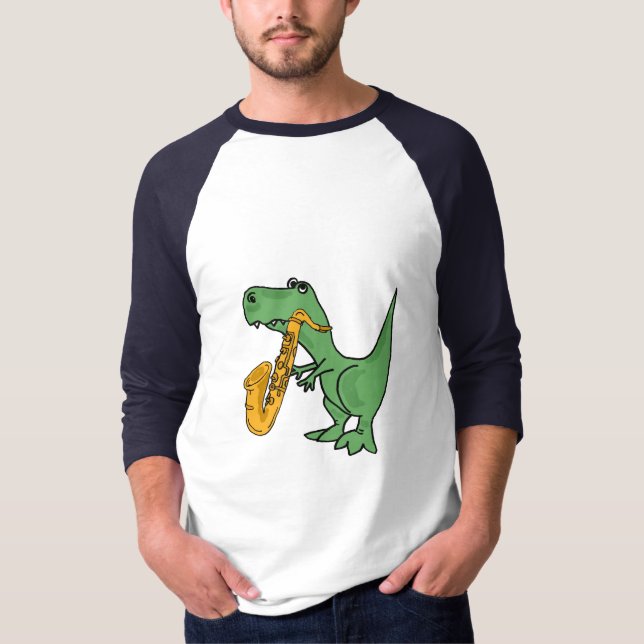 T-shirt COMME saxophone jouant la chemise de dinosaure de (Devant)