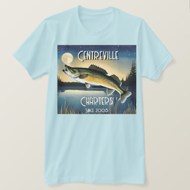 T-shirt commémoratif Walleye Pike, Water and Moon (Design devant)