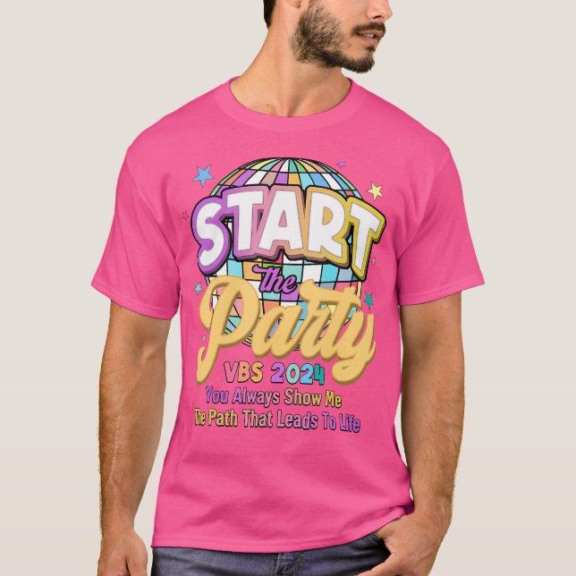 T-shirt Commencer Le Party Disco Ball Vbs 2024 Afficher Le (Devant)