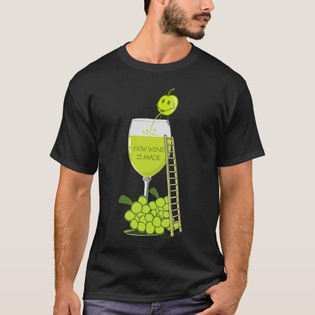 T-shirt Comment le vin est rendu drôle foncé (Devant)