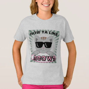 T-shirt Comment tu aimes MEOW ? Visage de chat avec lunett