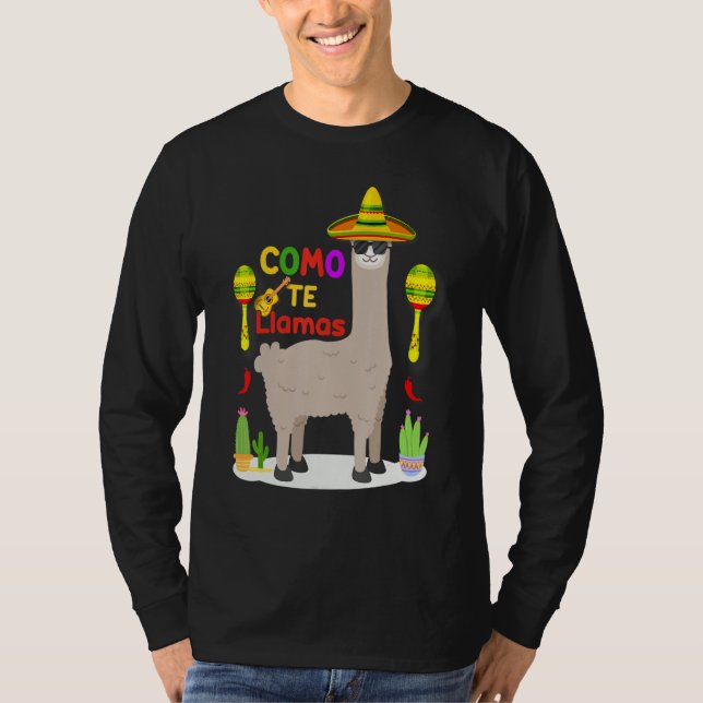 T-shirt Como Tte Llamas Casquette Mexicain Happy Cinco De  (Devant)