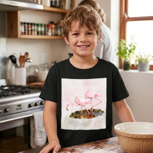T-shirt Compagnie de Flamants Roses dans l'Art à l'Aquarel