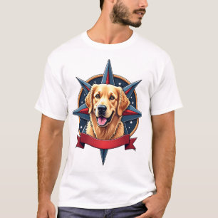 T-shirt Compas étoilé patriotique du Golden Retriever Tee