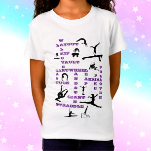 T-Shirt Compétences en gymnastique des filles Mots-croisés