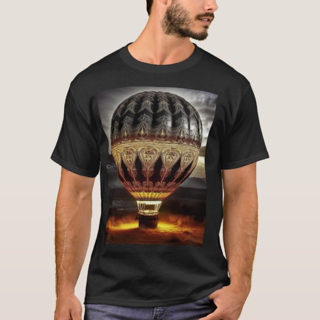 T-shirt Complex Design On Semi Transparent Hot Air Balloon (Devant)