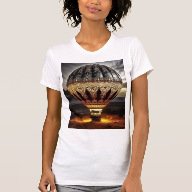 T-shirt Complex Design On Semi Transparent Hot Air Balloon (Devant)