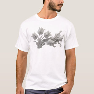 T-shirt Composition d'art floral abstrait contemporain