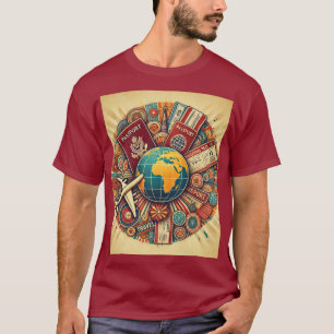 T-shirt Composition Globe À Thème Voyage
