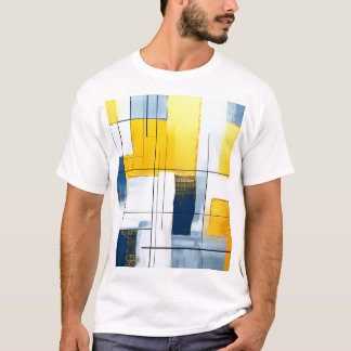 T-shirt Composition Gridlight — Blocs Urbains en Or et Ble