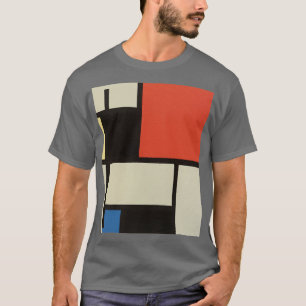 T-shirt Composition mondrienne Abstraite moderne gris fonc