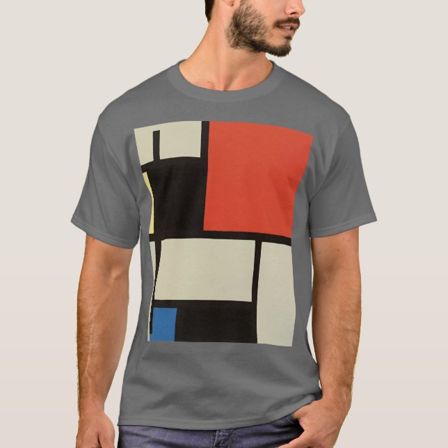 T-shirt Composition mondrienne Abstraite moderne gris fonc (Devant)