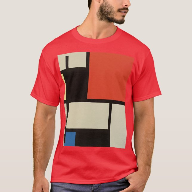 T-shirt Composition mondrienne Rouge Abstrait moderne (Devant)