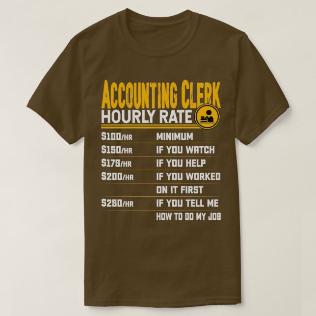 T-shirt Comptable Commis Taux horaire Funny Compte Assista (Design devant)