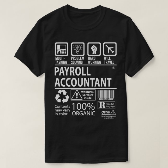 T-shirt Comptable de paie Multi-Tâche Certifié Offre d'emp (Design devant)
