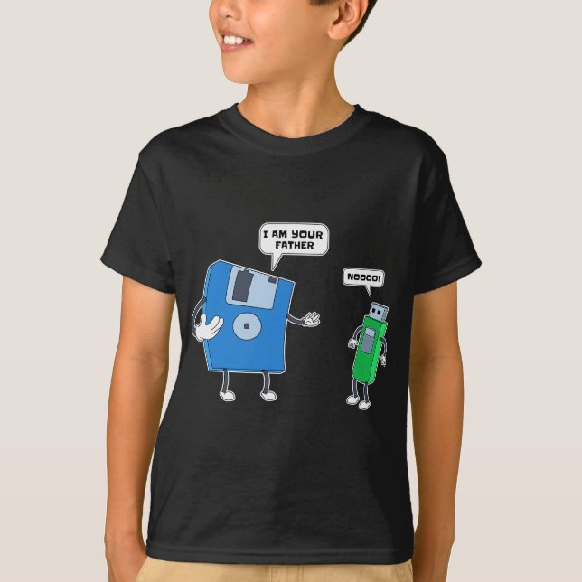 T-shirt Computer Engineering I Father & Son Floppy Disk En (Devant)
