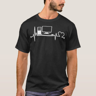 T-shirt Computer Heartbeat Funny IT Tech Support Nerds Gee