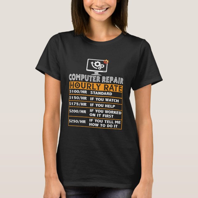 T-shirt Computer Repair Hourly Rate Computer Repair Job Ma (Devant)