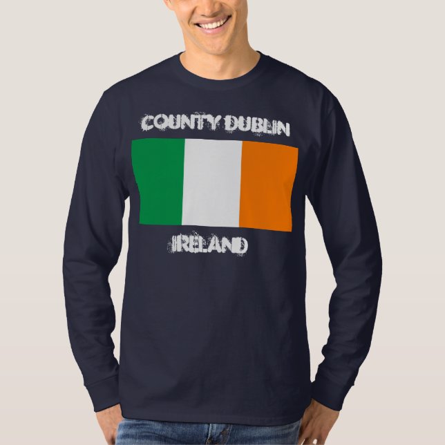 T-shirt Comté de Dublin, Irlande avec drapeau irlandais (Devant)