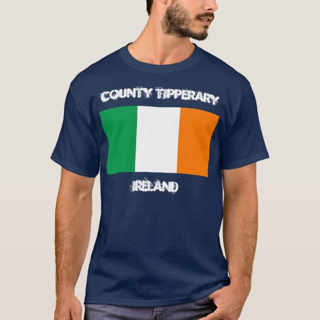 T-shirt Comté de Tipperary, Irlande avec drapeau irlandais (Devant)