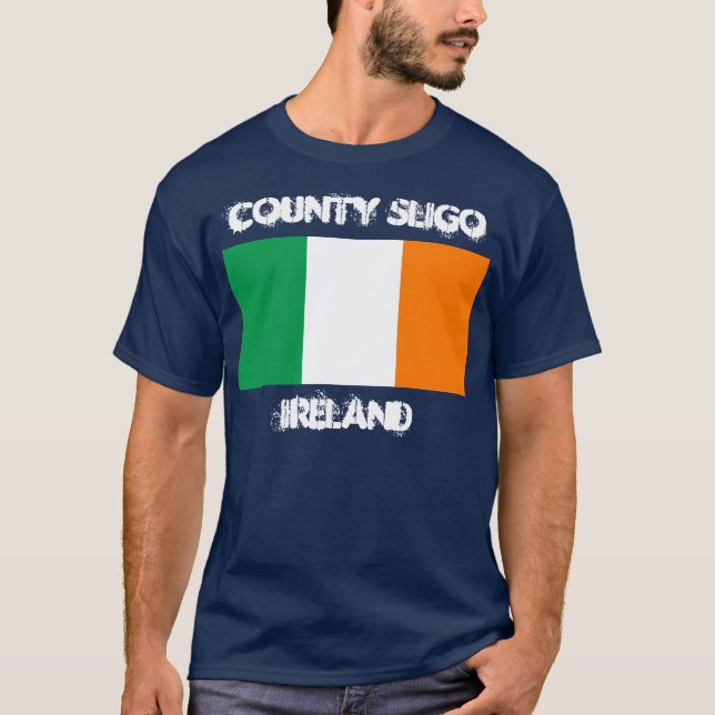 T-shirt Comté Sligo, Irlande avec le drapeau irlandais (Devant)