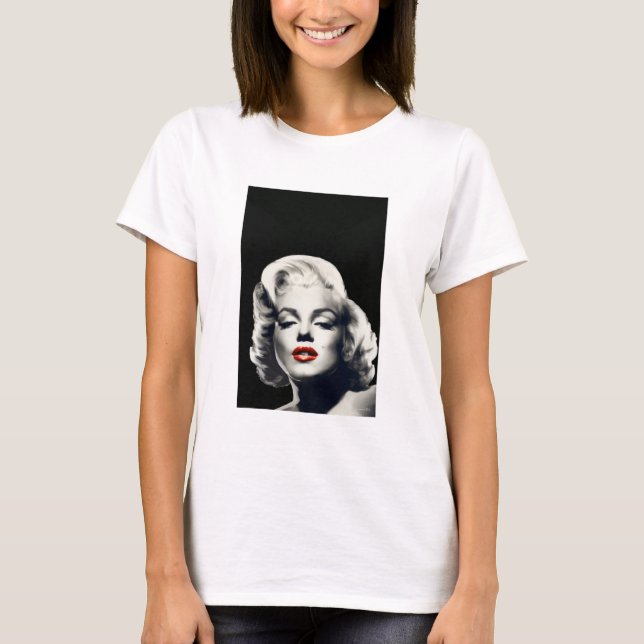 T-shirt CON24BW-V4 lèvres rouges Marilyn DANS BLACK.tif (Devant)