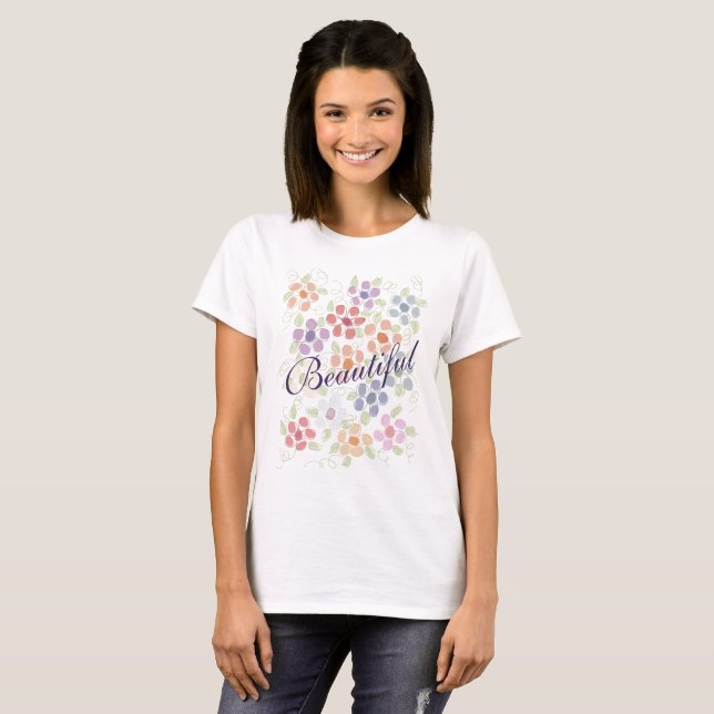 T-shirt Concepteur Fleurs Filles (Devant entier)