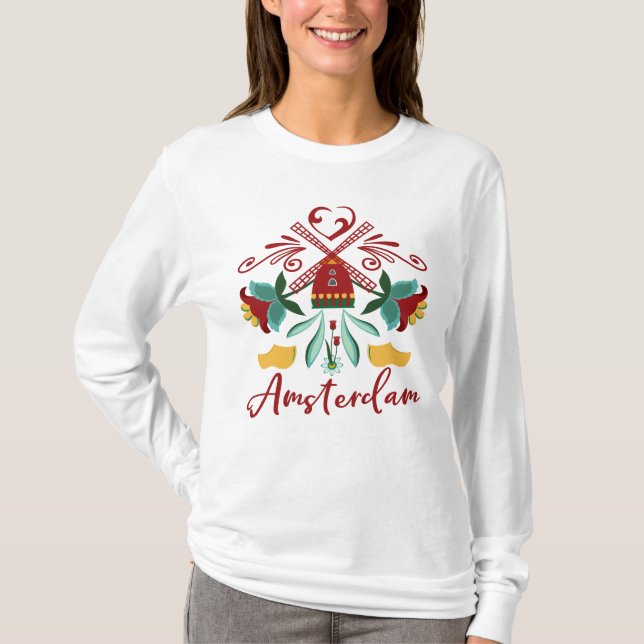 T-shirt Conception abstraite d'Amsterdam Pays-Bas Hollande (Devant)